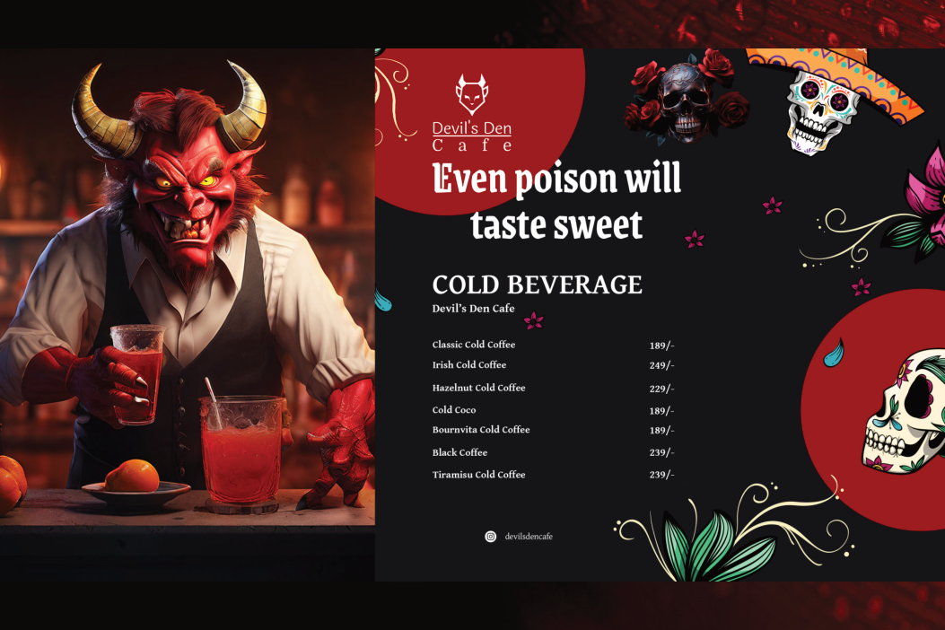 Cold beverages menu